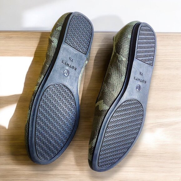 Rothys NWOT rare limited edition olive camo ballerina flats women's 7.5 US - Picture 12 of 14